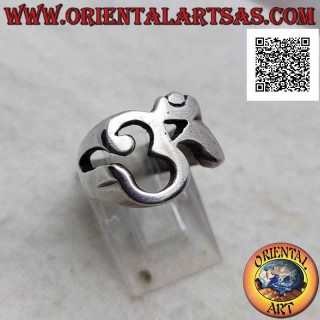 Smooth silver ring in the shape of an openwork Sanskrit syllable "ॐ" Oṃ (thick)