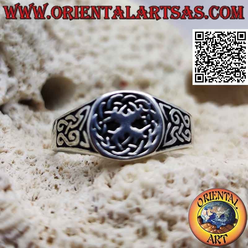 Silver ring with round seal of St. Michael and Celtic knots