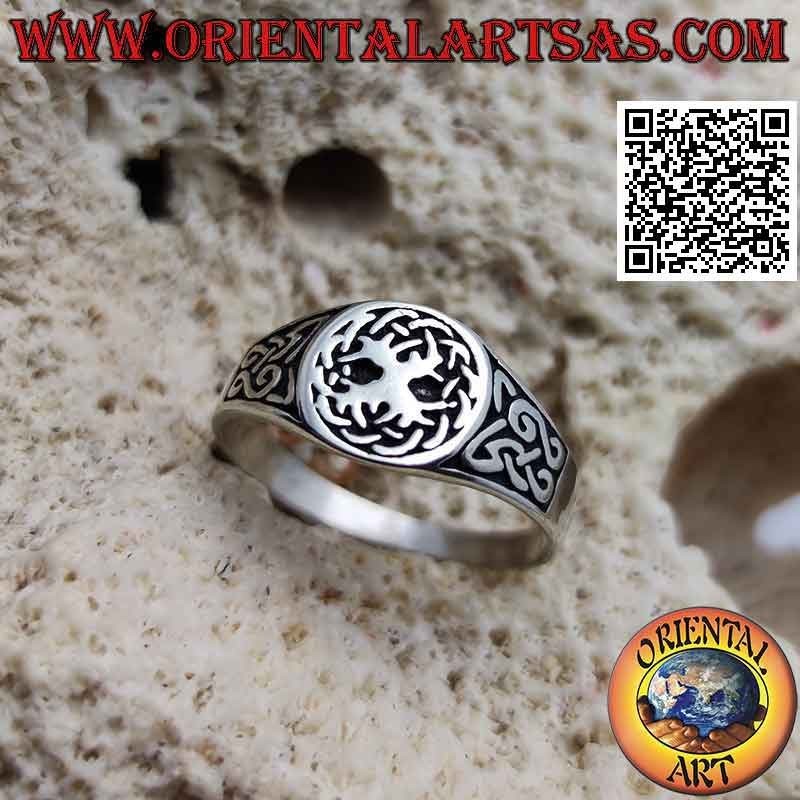 Silver ring with round seal of St. Michael and Celtic knots