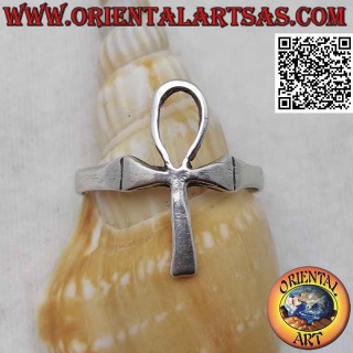 Bague en argent avec Ankh lisse (clé de vie ou croix coudée)
