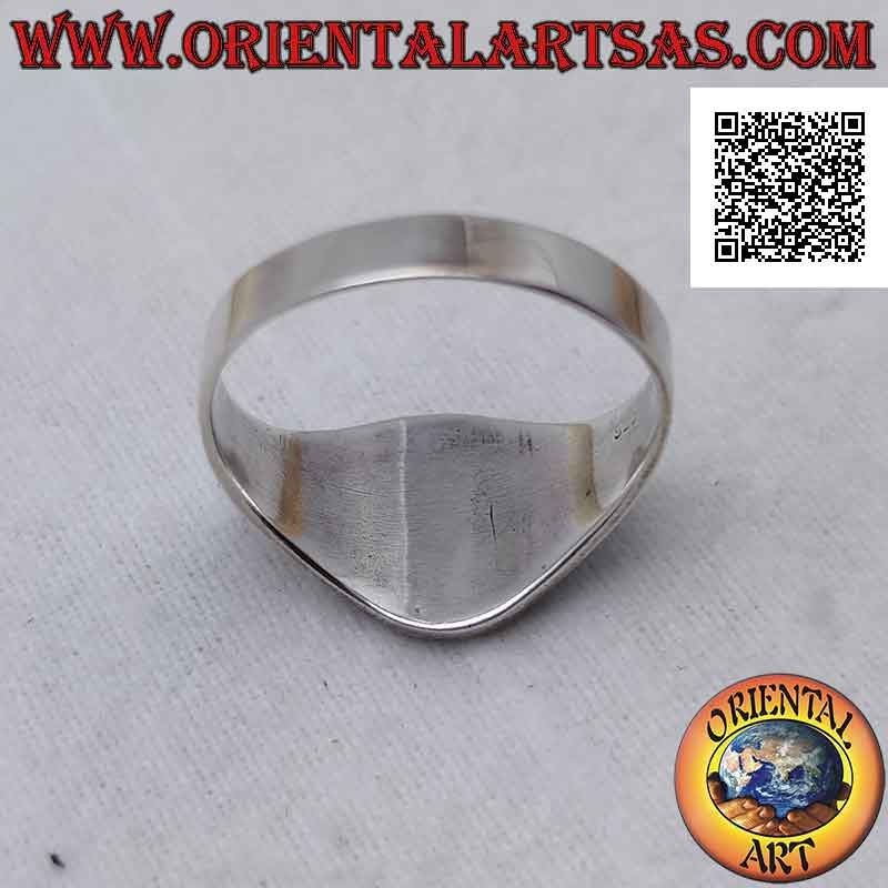 Bague en argent avec feuille de marijuana dans l'ovale en bas-relief et aigle sur les côtés