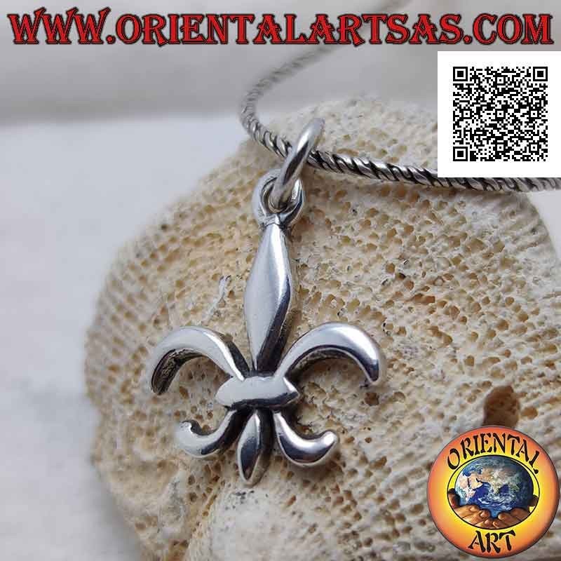 Ciondolo in argento liscio a forma di giglio (figura araldica, simbolo dei Medici)