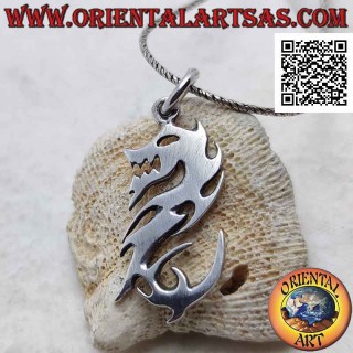 Pendentif en argent lisse en forme de dragon stylisé