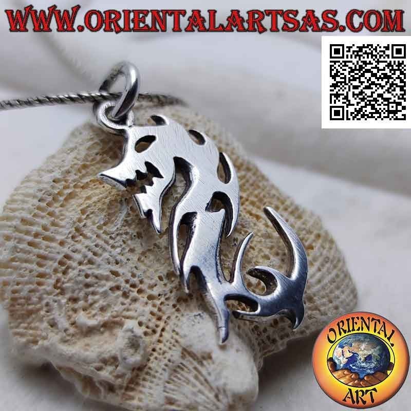 Ciondolo in argento liscio a forma di drago stilizzato