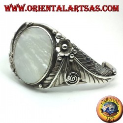 silver bangle with nacre