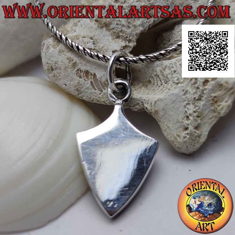 Silver pendant, rhomboid shield with lily in high relief on a darkened background