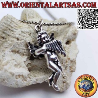 Ciondolo in argento a forma di angioletto con arpa tridimensionale
