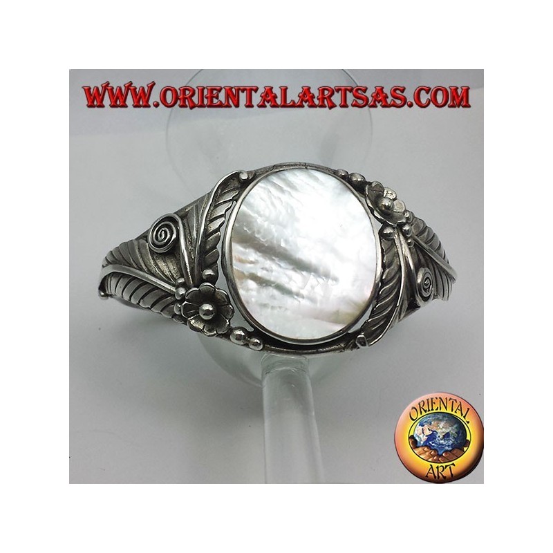 silver bangle with nacre