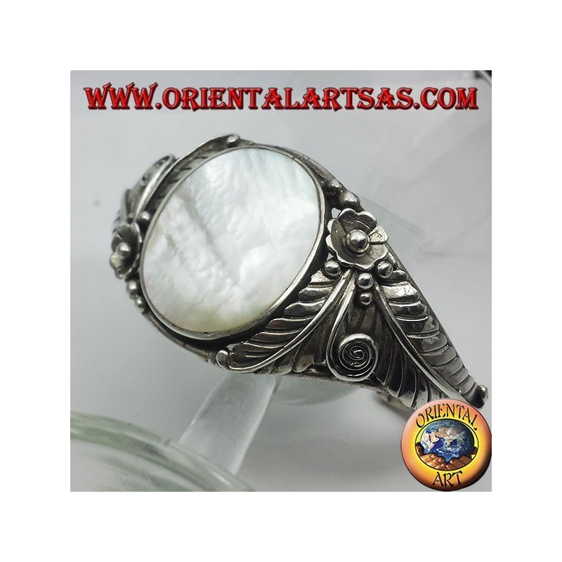silver bangle with nacre