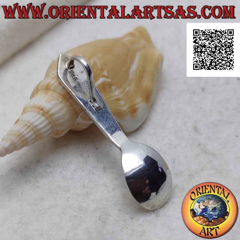 Pendentif en forme de cuillère à café en argent avec étoiles et triangles rayés gravés