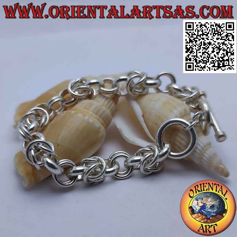 Pulsera de cadena de plata 925 ‰ con anillas redondas de 19 cm (simple, doble y cuádruple)