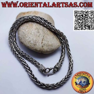 56 cm x 6 mm tissage mixte (lisse et corde) 925 x collier en argent