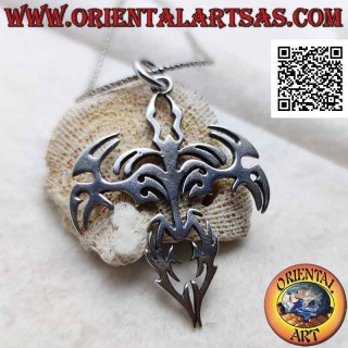 Ciondolo in argento croce tribale in stile Maori
