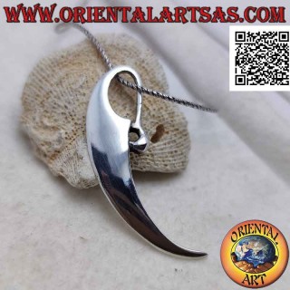 Pendentif en argent lisse en forme de griffe
