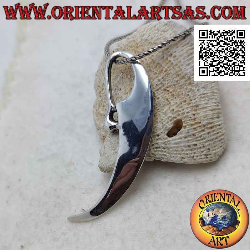 Pendentif en argent lisse en forme de griffe
