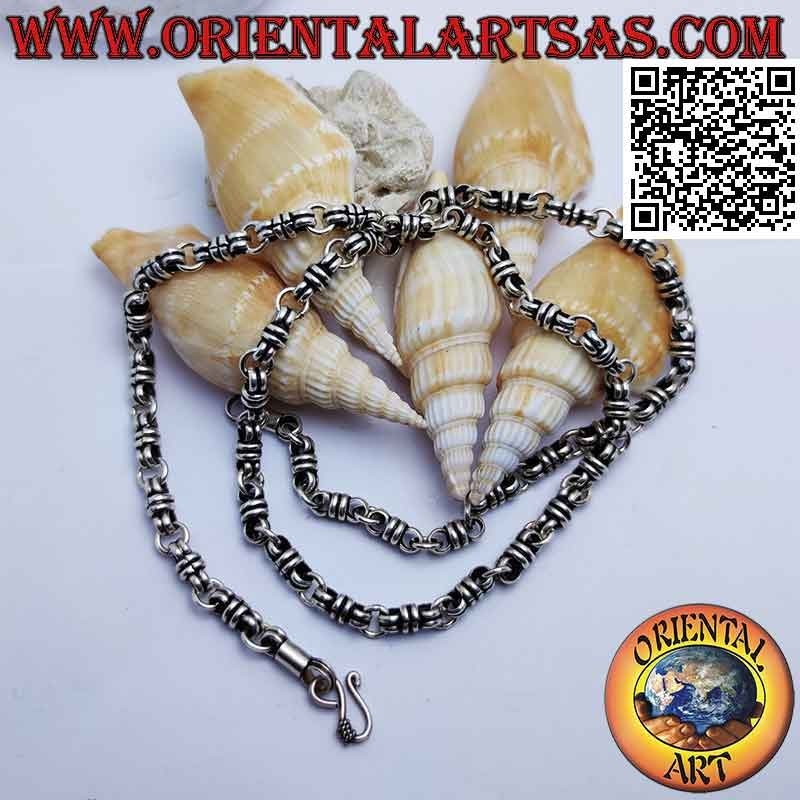 Collier en argent 925 ‰ 56 cm x 9 mm noeuds de maillon de chaîne