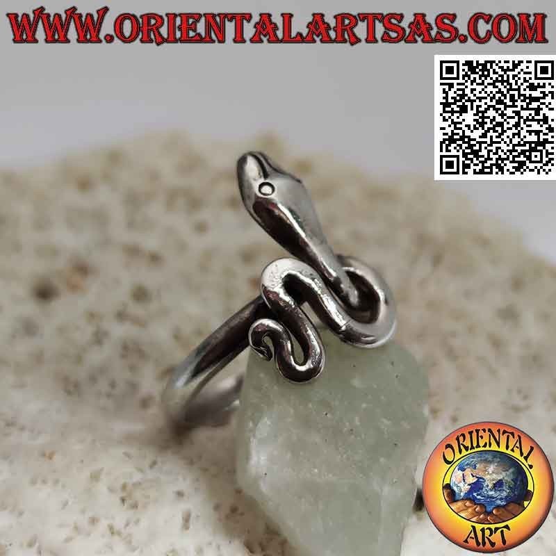 Glatter silberner Ring in Form einer gewundenen Schlange