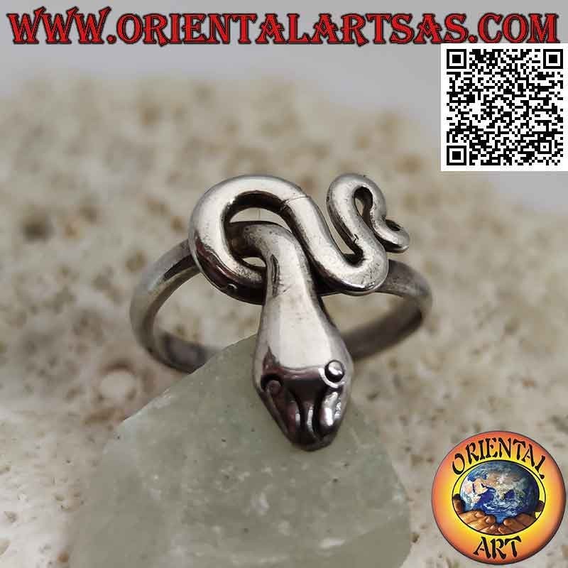 Bague en argent lisse en forme de serpent enroulé
