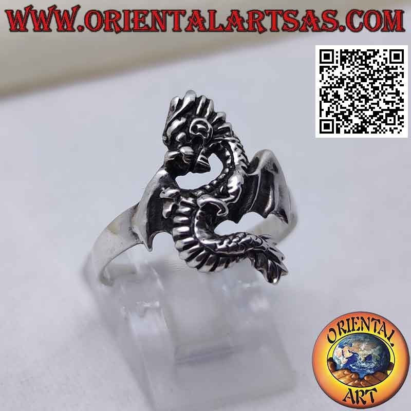 Silberring, Wyvern (Drache) im Profil geformt