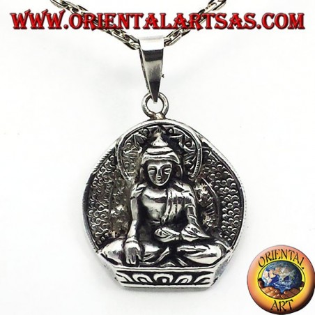 silver pendant, Buddha on lotus flower
