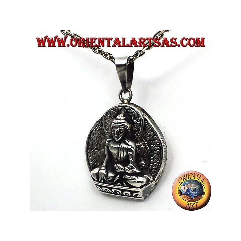 Silber Anhänger, Buddha auf Lotosblume