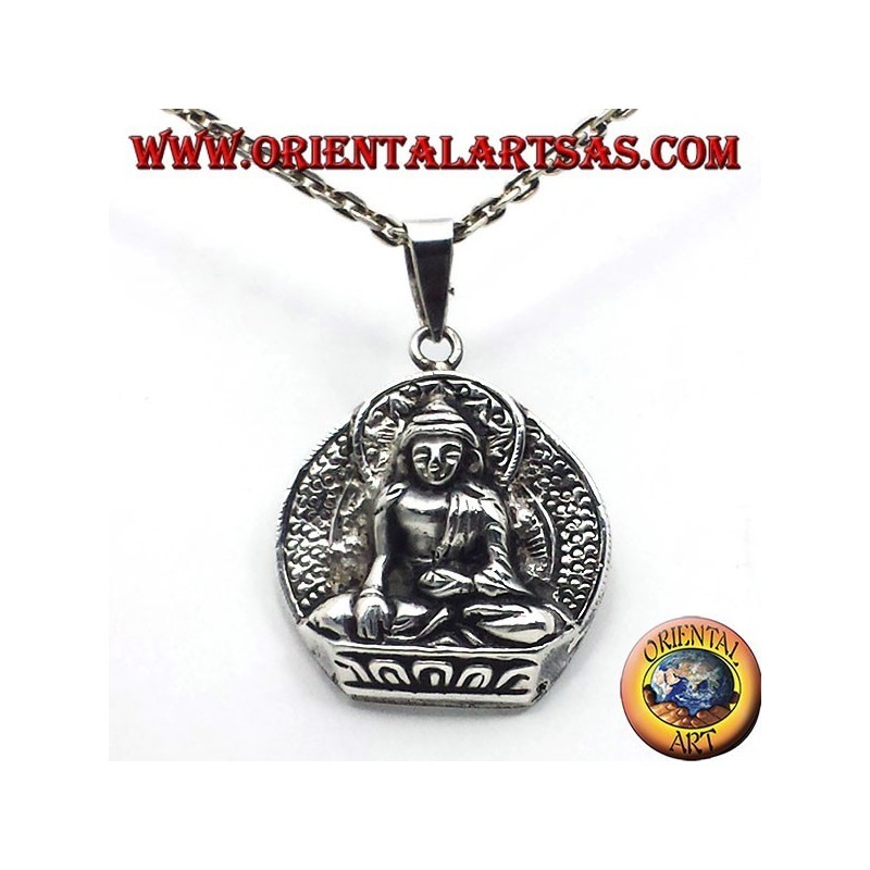 ciondolo in argento, Buddha sul fior di loto