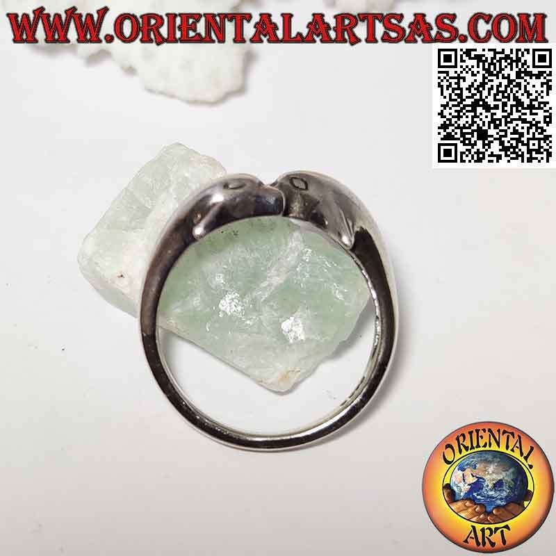 Silver ring, pair of opposing wrapping dolphins (arranged in parallel)