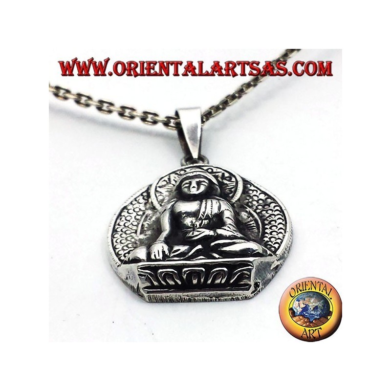 pendentif en argent, Bouddha sur une fleur de lotus