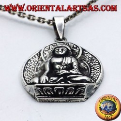ciondolo in argento, Buddha sul fior di loto