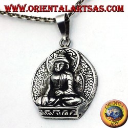 silver pendant, Buddha on lotus flower