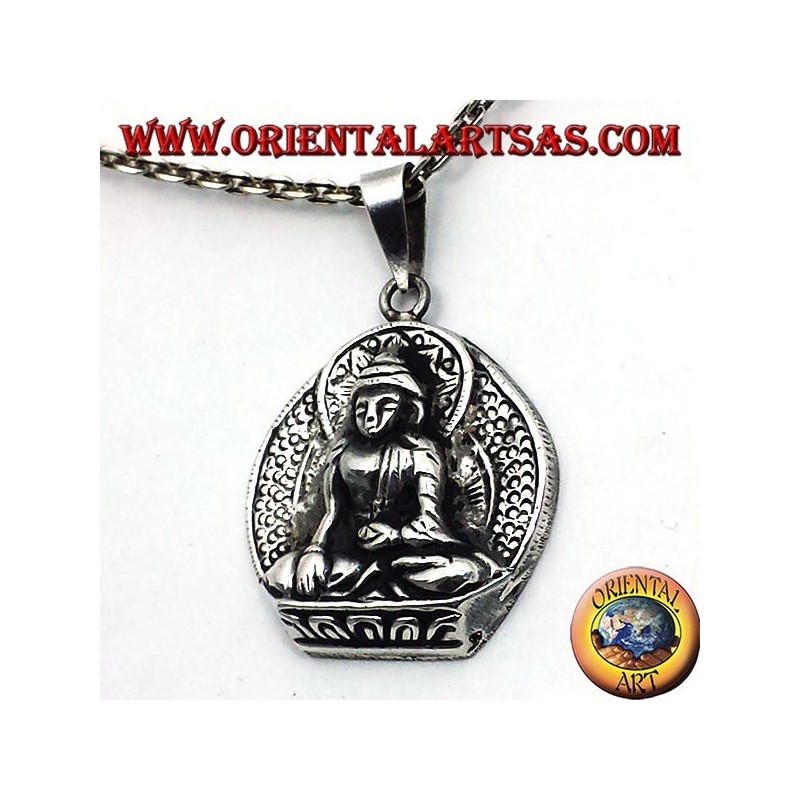 ciondolo in argento, Buddha sul fior di loto