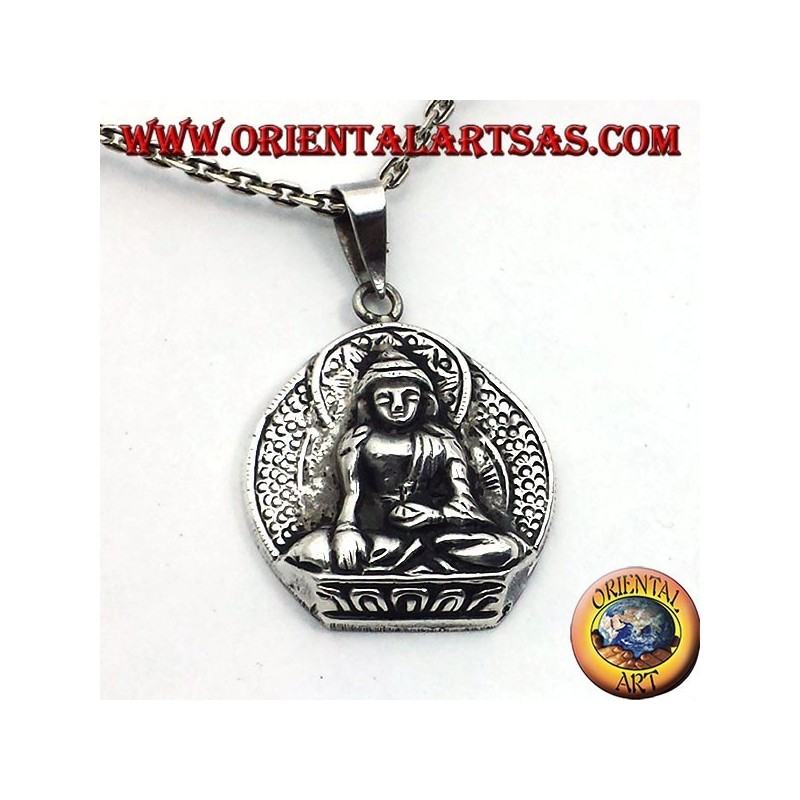 ciondolo in argento, Buddha sul fior di loto