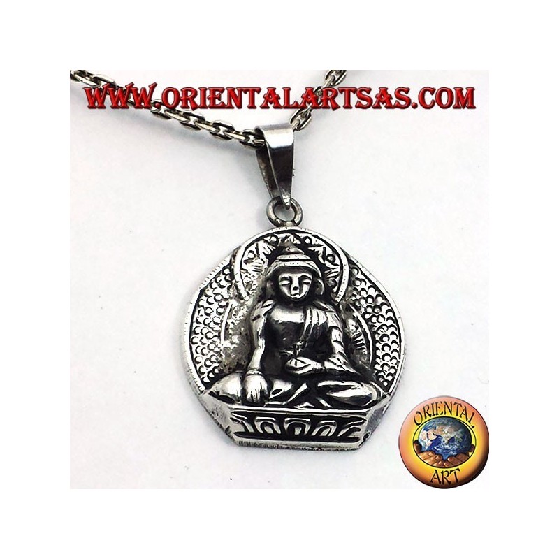ciondolo in argento, Buddha sul fior di loto
