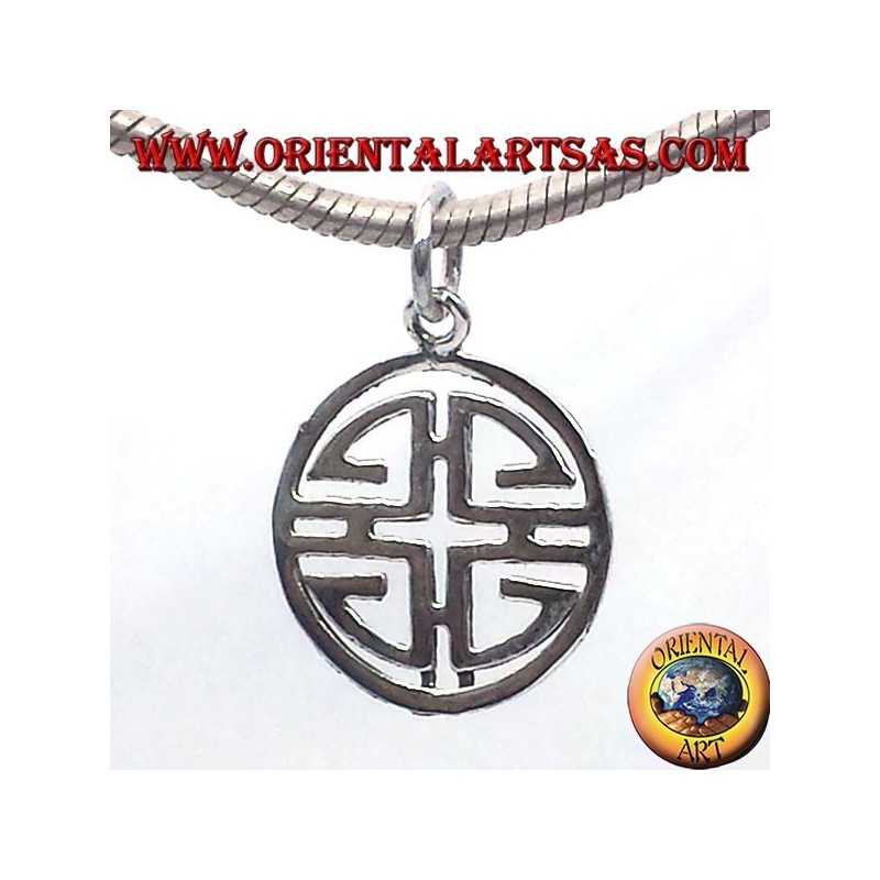 silver pendant, Shou