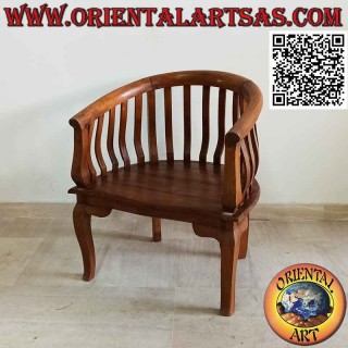 Modern "round" armchair with full seat in teak wood