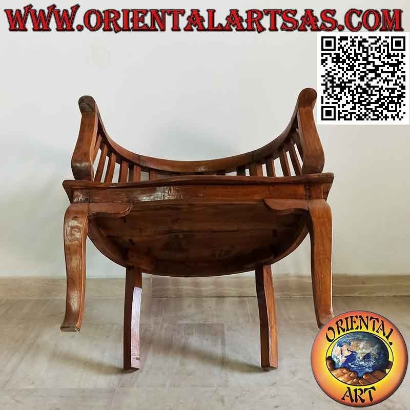 Poltrona moderna "round" con seduta intera in legno di teak