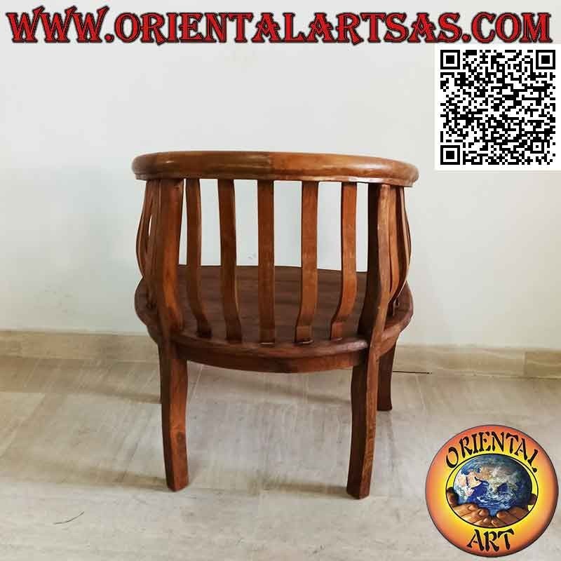 Poltrona moderna "round" con seduta intera in legno di teak