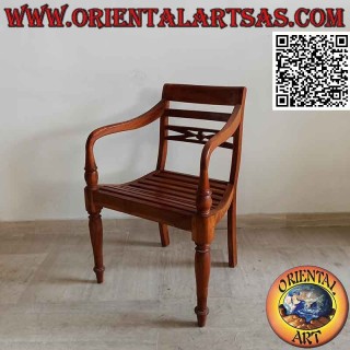 Sessel im Raffles-Stil mit Sitz aus Teakholz