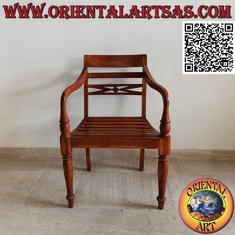 Sessel im Raffles-Stil mit Sitz aus Teakholz