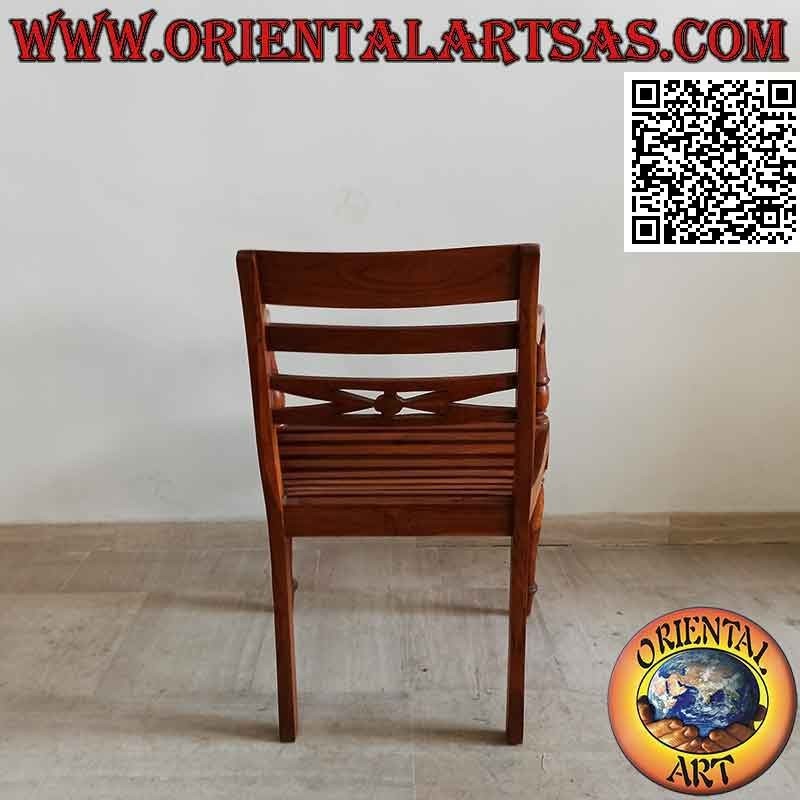 Fauteuil de style Raffles avec assise à bande en bois de teck