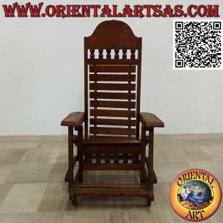 Fauteuil inclinable avec repose-pieds en bois de teck massif
