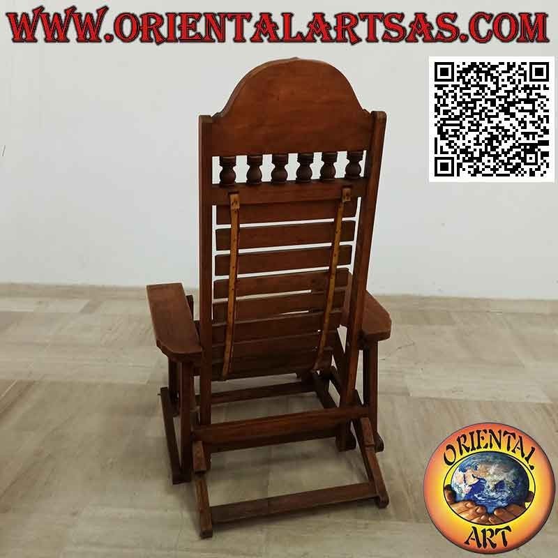 Fauteuil inclinable avec repose-pieds en bois de teck massif