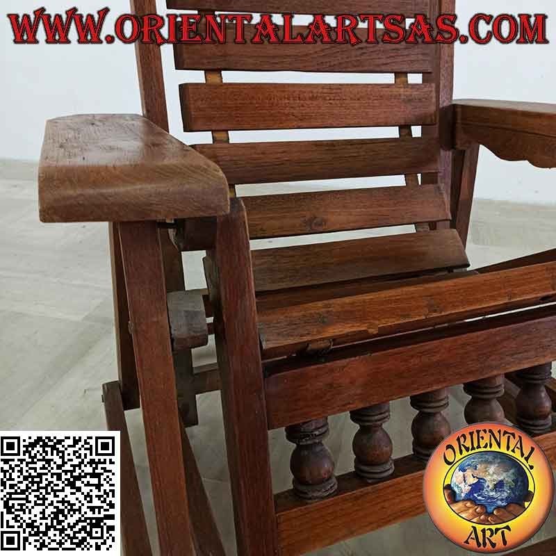 Fauteuil inclinable avec repose-pieds en bois de teck massif