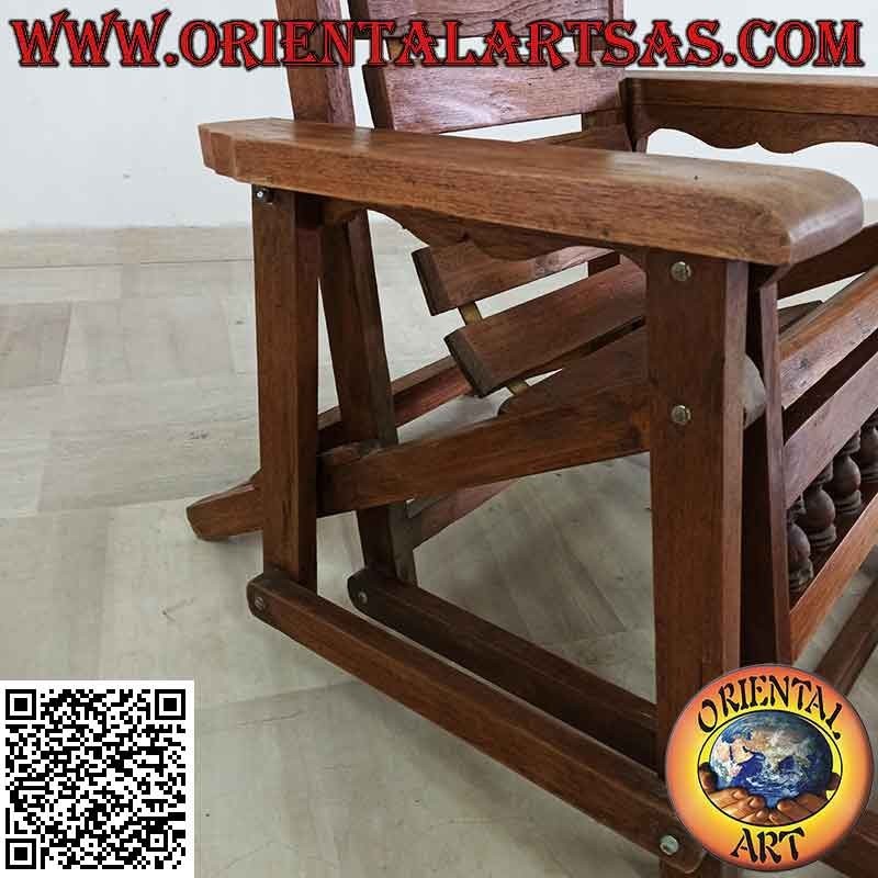Sillón reclinable con reposapiés en madera maciza de teca