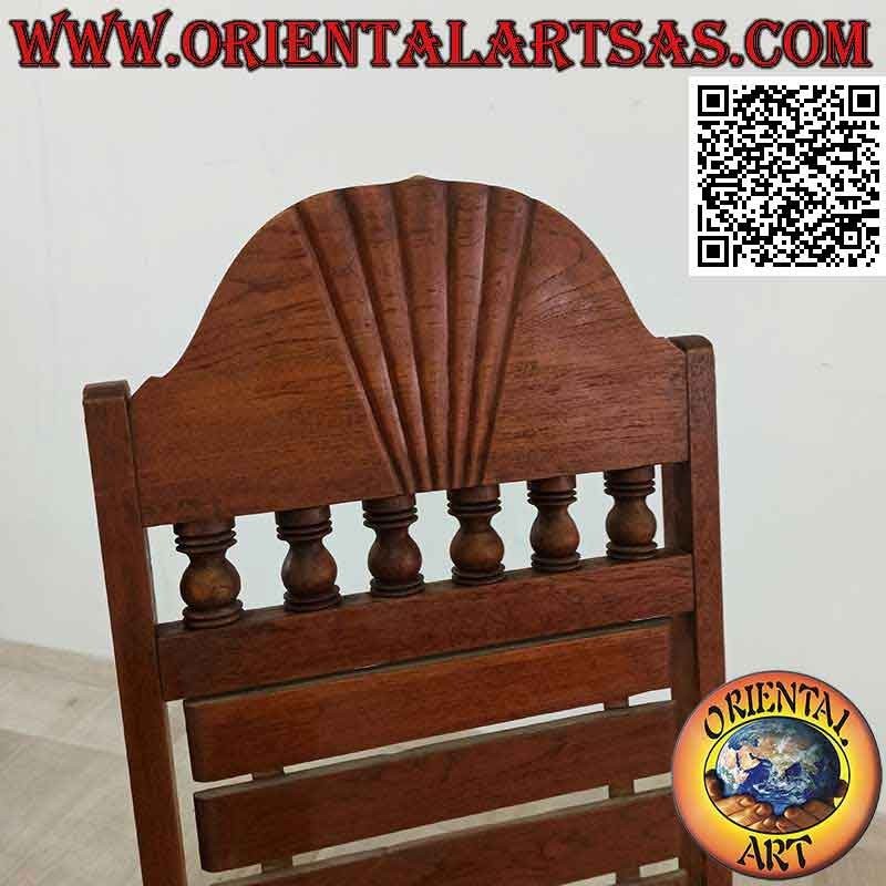 Reclining armchair with footrest in solid teak wood