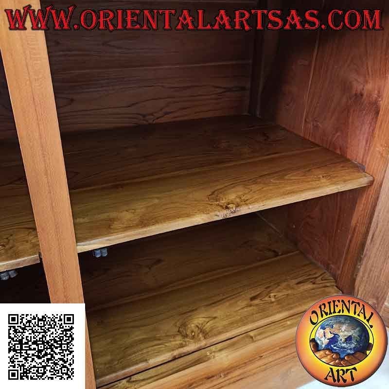Aparador alto con 2 puertas de cristal y 2 puertas cerradas en madera maciza de teca