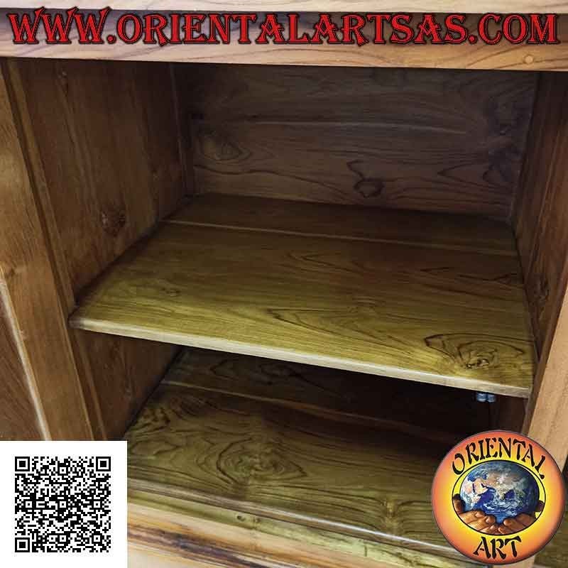 Credenza alta a 2 ante vetrate e 2 chiuse in legno di teak massiccio