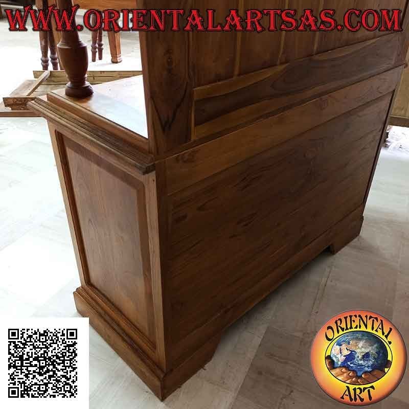 Hohes Sideboard mit 2 Glastüren und 2 geschlossenen Türen aus massivem Teakholz
