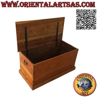 Cassapanca lineare rettangolare classica in legno di teak (colore naturale)