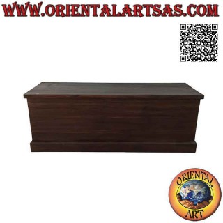 Cassapanca lineare rettangolare classica lunga in legno di teak (colore noce scuro)